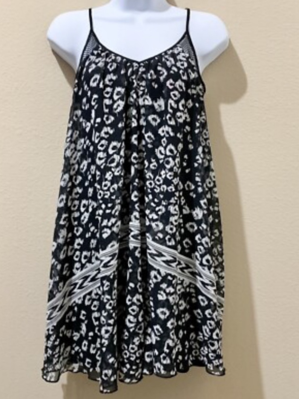 Express Black and White Spaghetti-Strap Dress